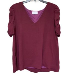 Adrienne Burgundy Blouse with Fancy Sleeves, Size Medium
